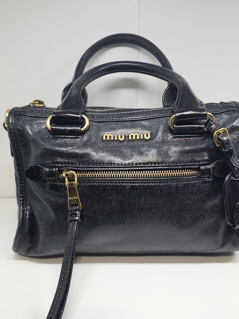 Miu Miu Black Leather Top-Handle Satchel